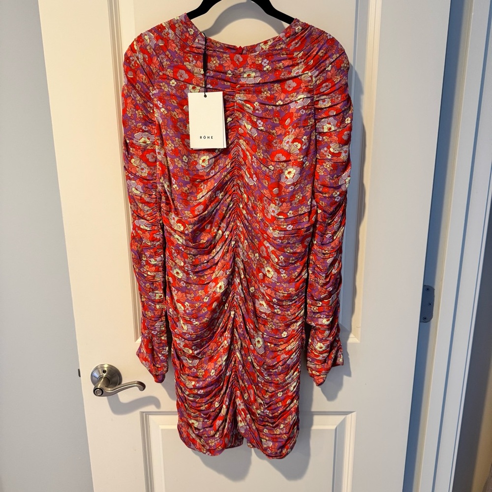 NWT Róhe Sadie Floral Ruched Mini Dress | Size 4 - Picture 3 of 9